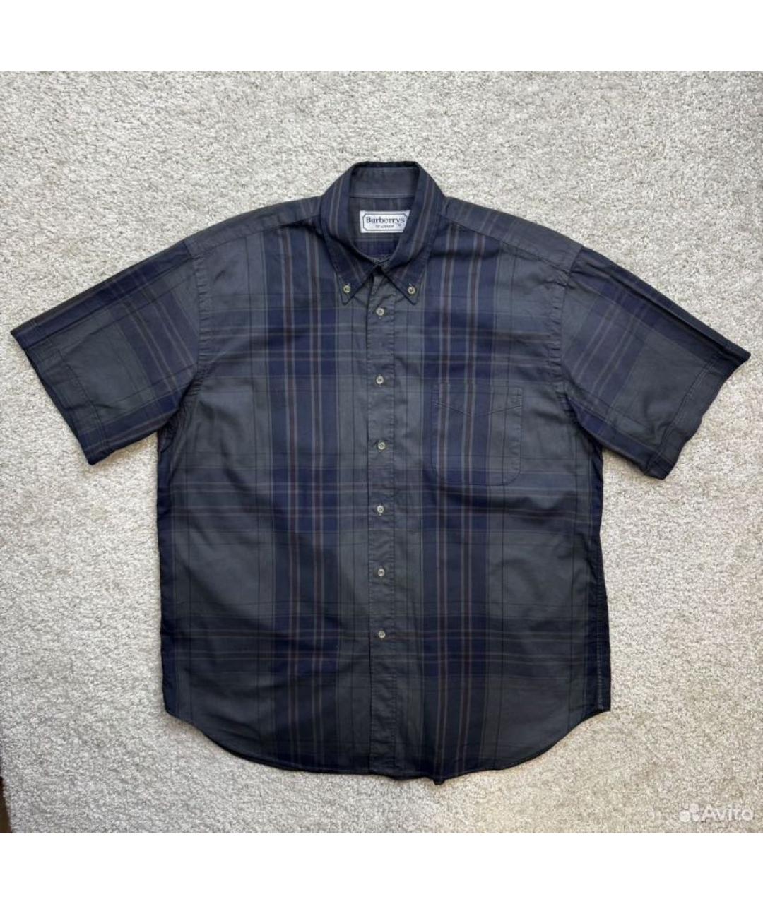 BURBERRY Темно-синяя хлопковая кэжуал рубашка, фото 5