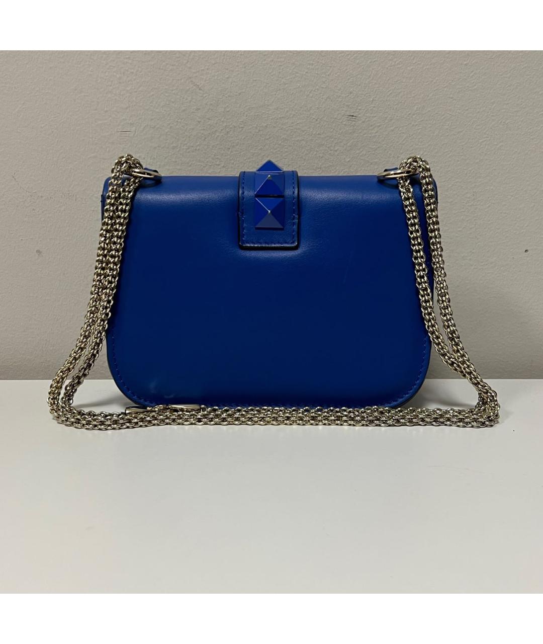 VALENTINO Синяя кожаная сумка через плечо, фото 3