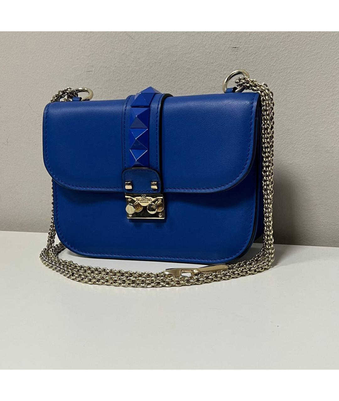 VALENTINO Синяя кожаная сумка через плечо, фото 2