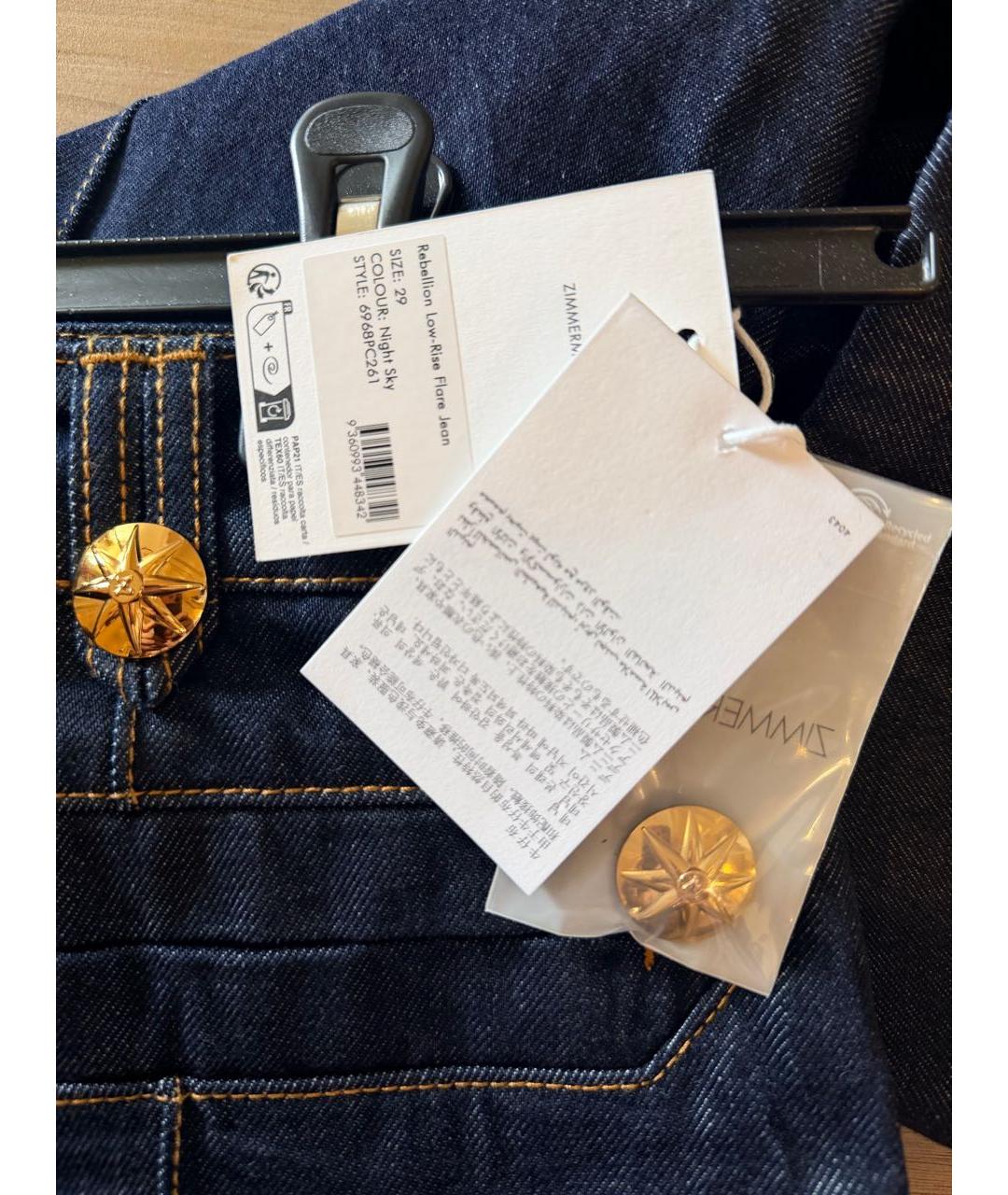 ZIMMERMANN Синие хлопковые джинсы клеш, фото 4