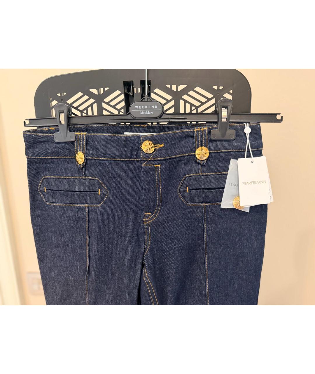 ZIMMERMANN Синие хлопковые джинсы клеш, фото 3