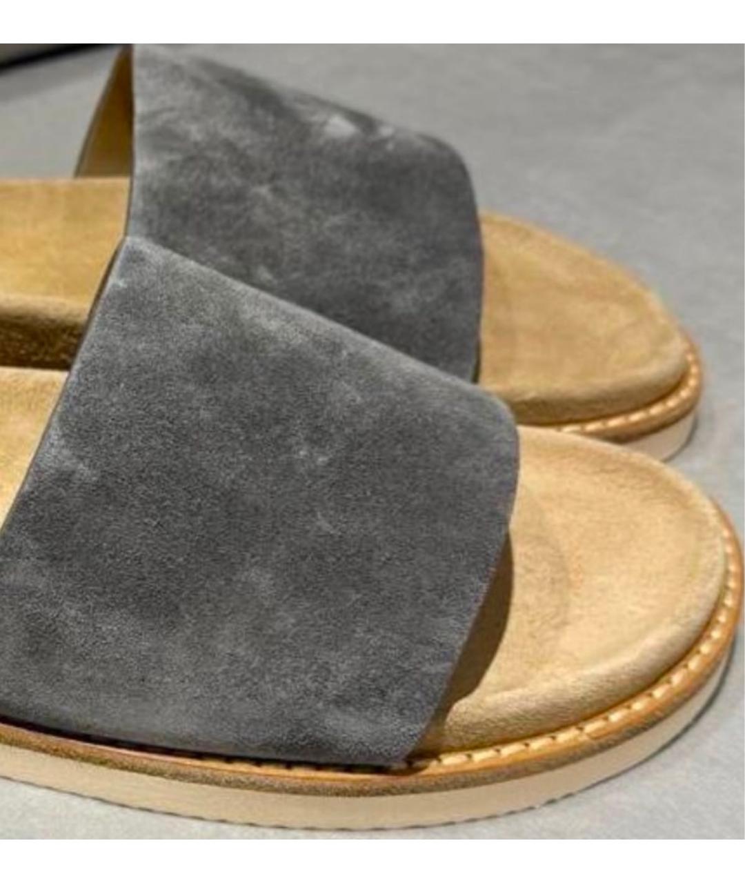 BRUNELLO CUCINELLI Серые замшевые шлепанцы, фото 2