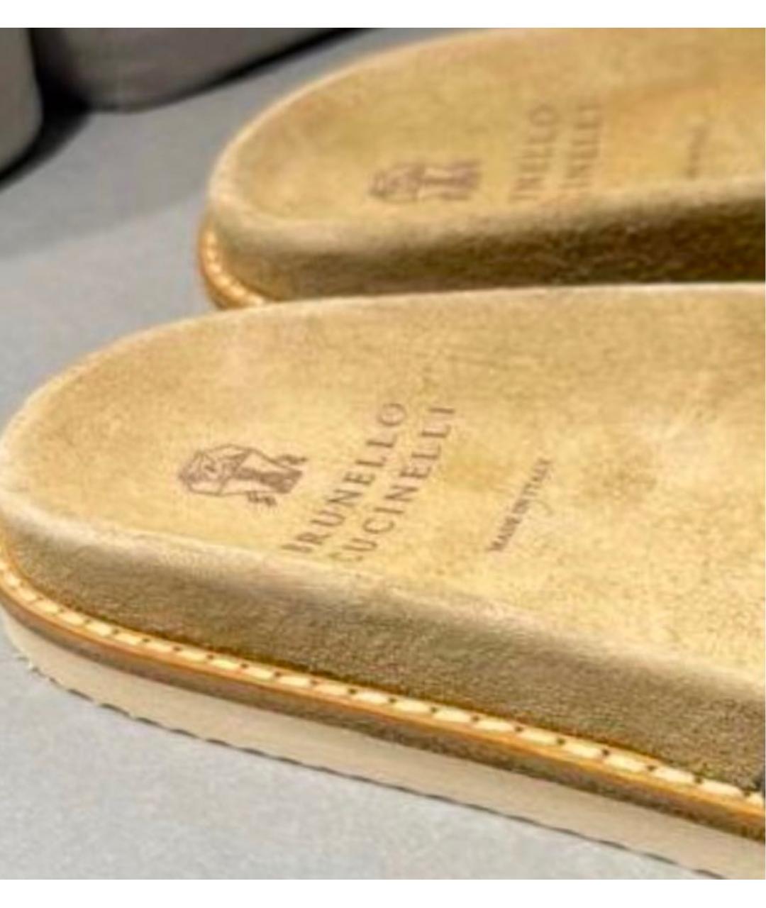 BRUNELLO CUCINELLI Серые замшевые шлепанцы, фото 4