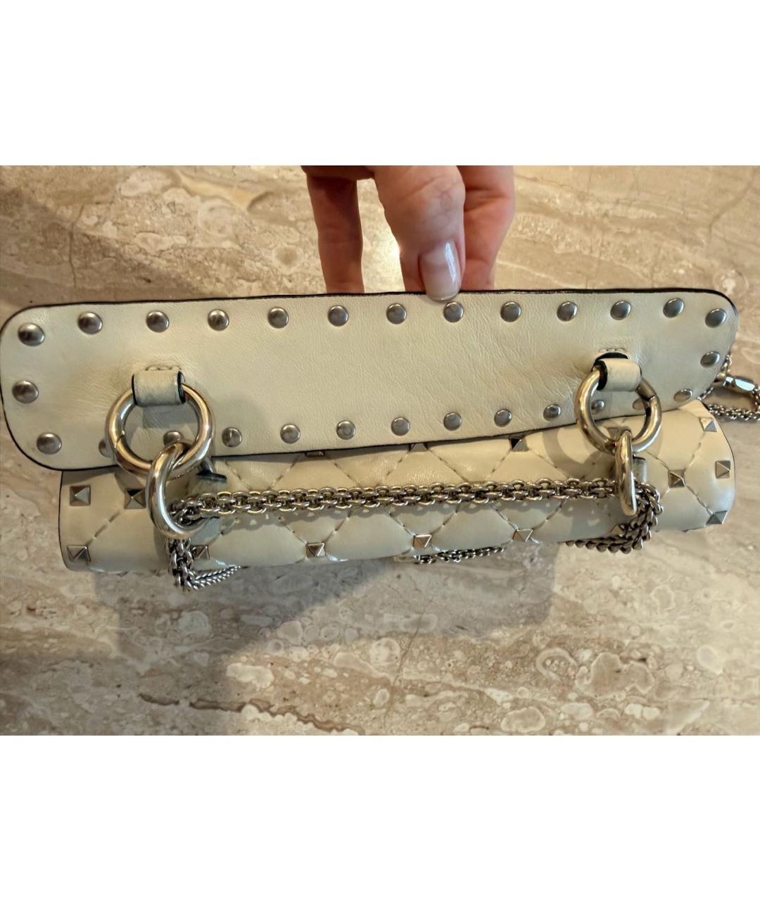 VALENTINO Бежевая кожаная сумка через плечо, фото 5