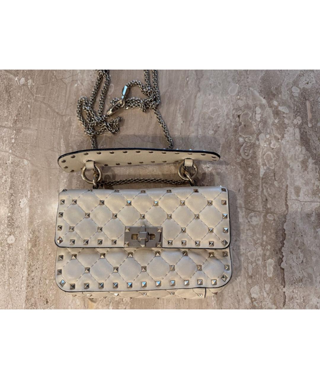 VALENTINO Бежевая кожаная сумка через плечо, фото 8