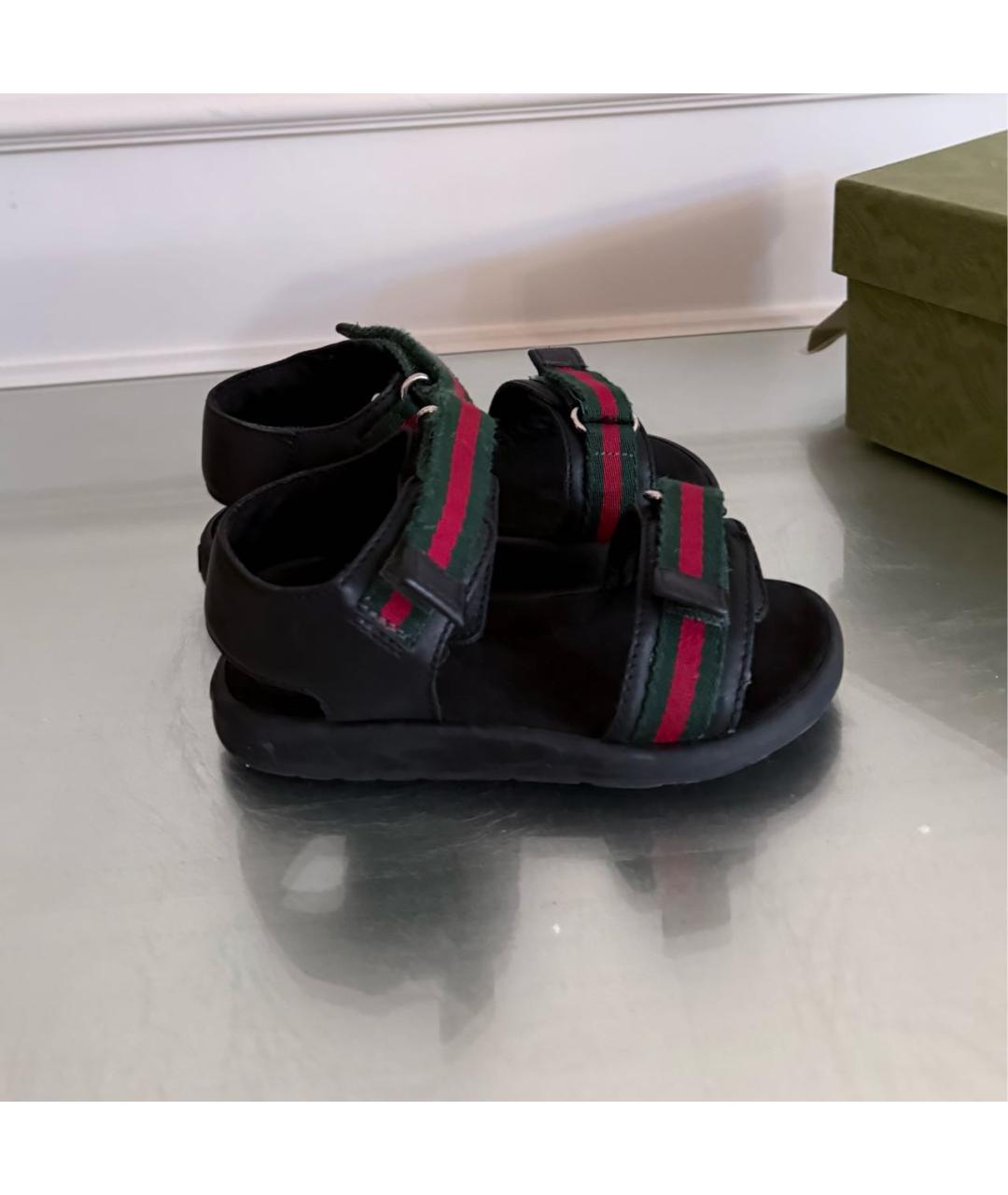 GUCCI Черные кожаные сандалии и шлепанцы, фото 7