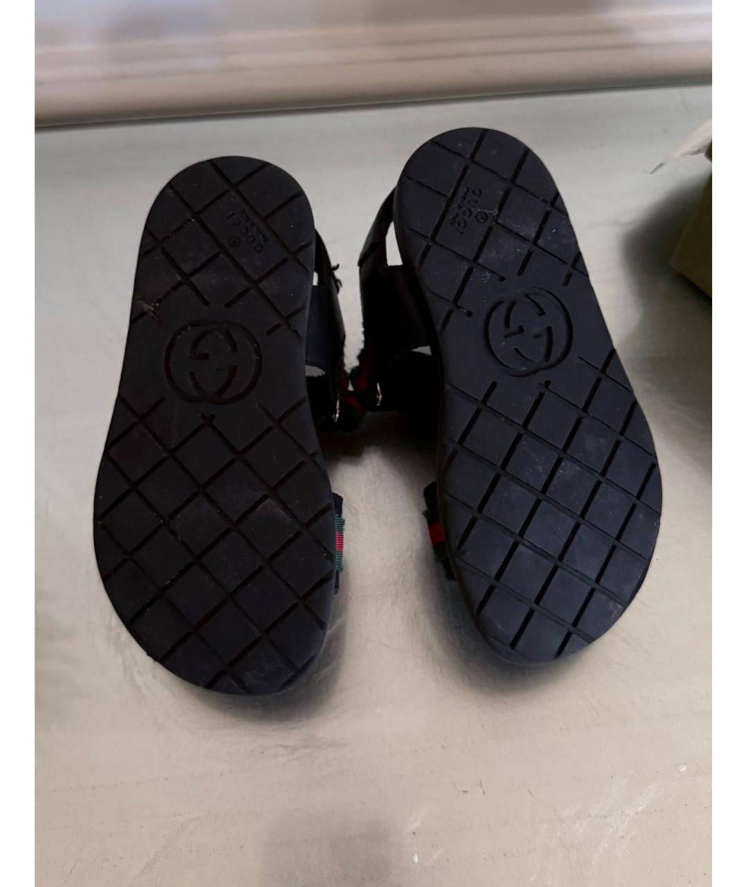 GUCCI Черные кожаные сандалии и шлепанцы, фото 5