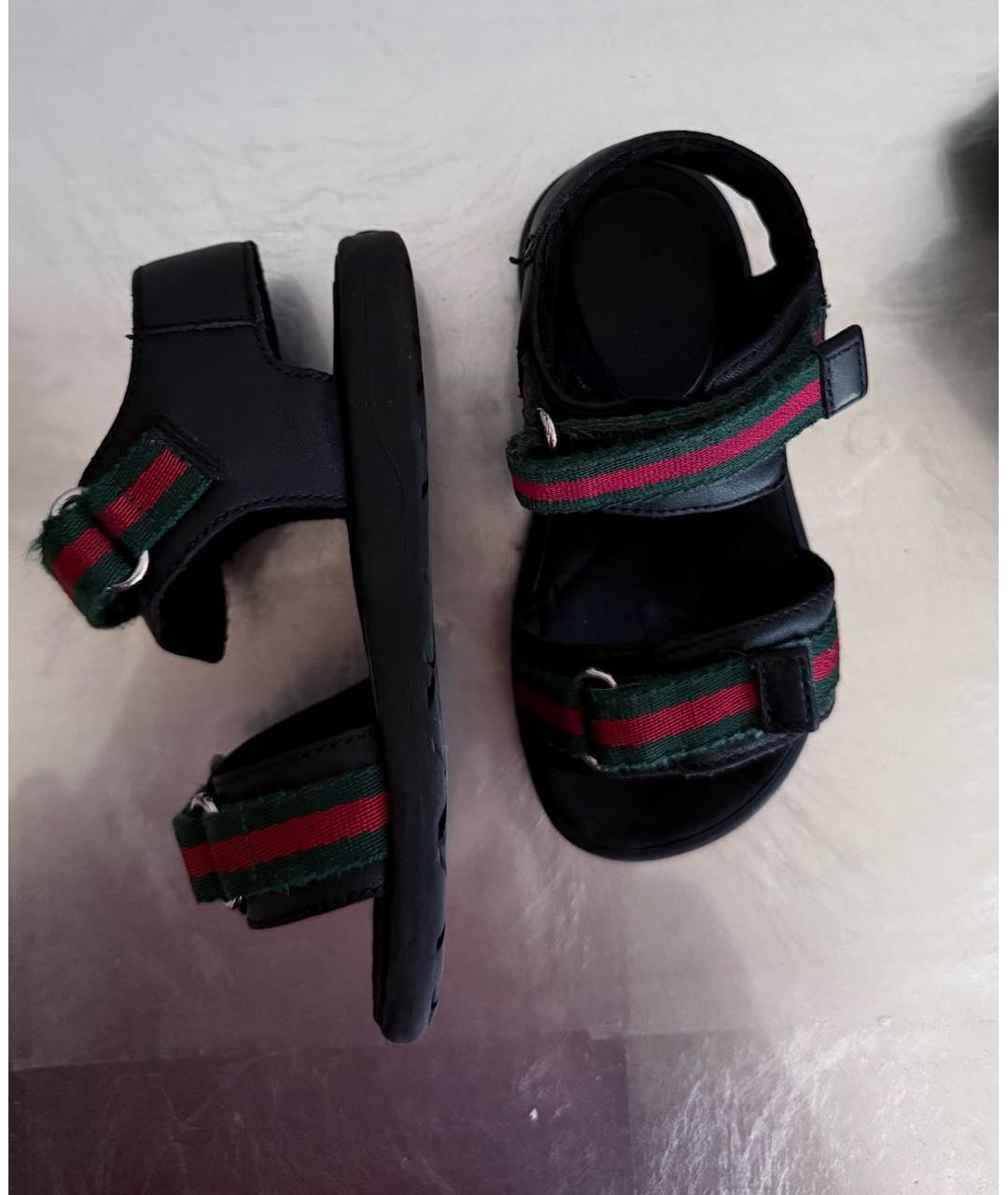 GUCCI Черные кожаные сандалии и шлепанцы, фото 6