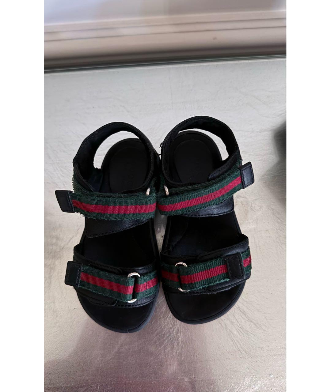 GUCCI Черные кожаные сандалии и шлепанцы, фото 2