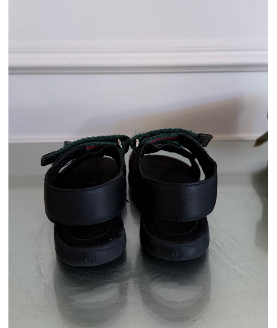 GUCCI Черные кожаные сандалии и шлепанцы, фото 4