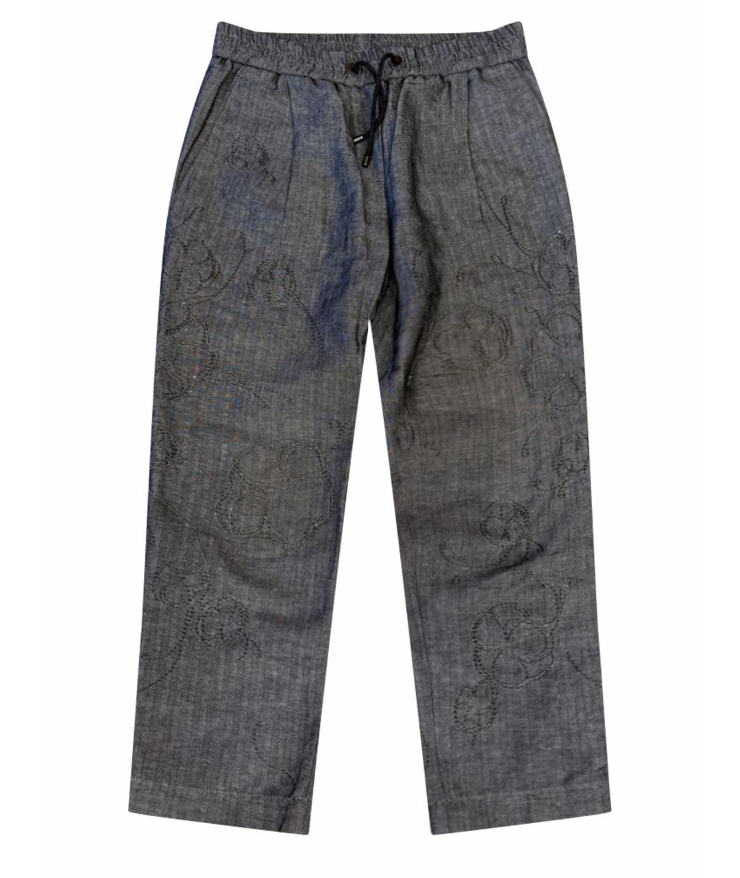 BRUNELLO CUCINELLI Серые хлопковые прямые брюки, фото 1