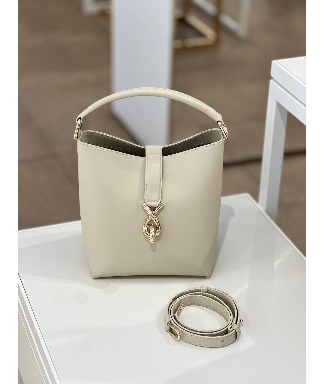 FURLA Бежевая кожаная сумка через плечо, фото 4