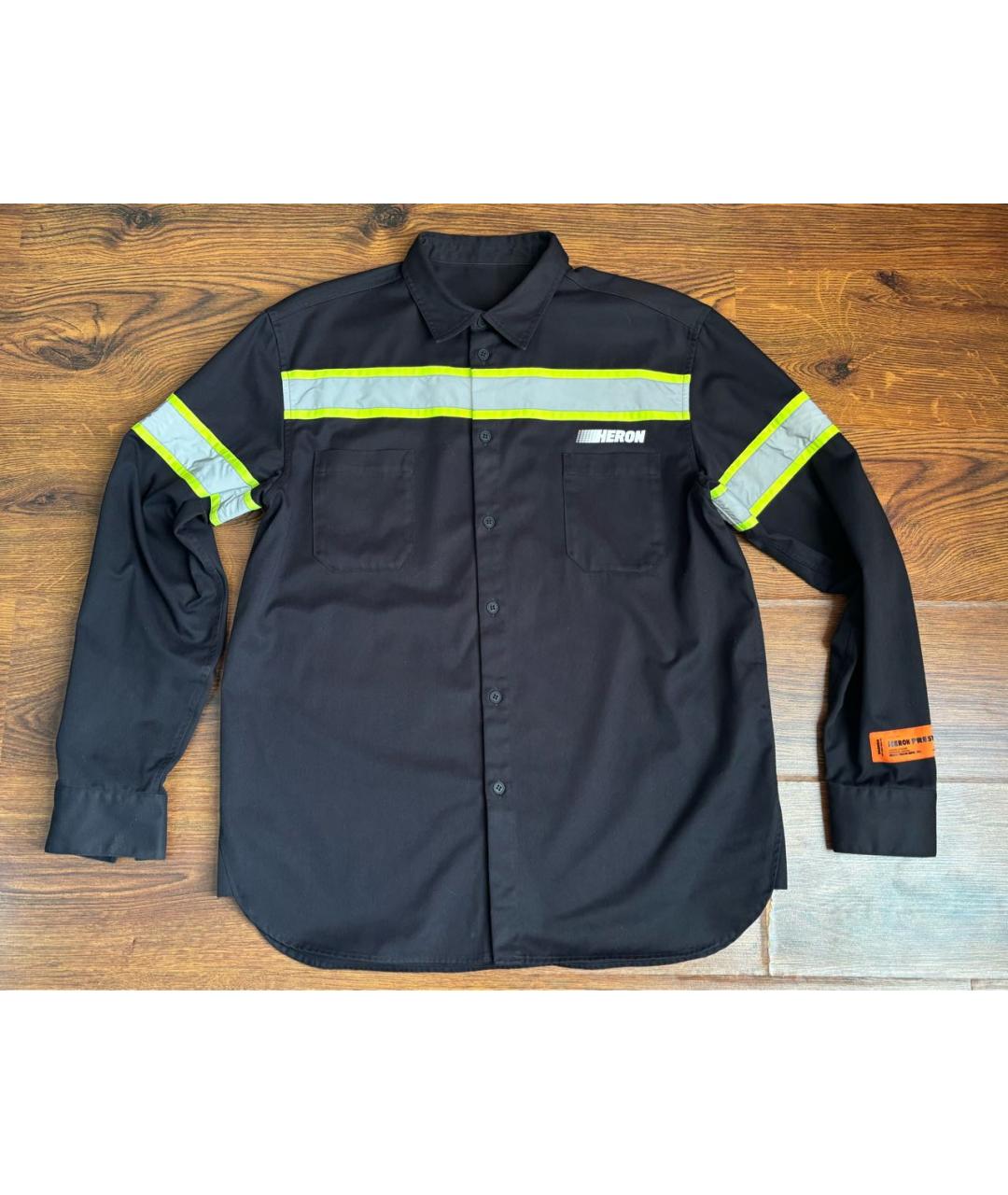 HERON PRESTON Черная хлопко-полиэстеровая кэжуал рубашка, фото 9