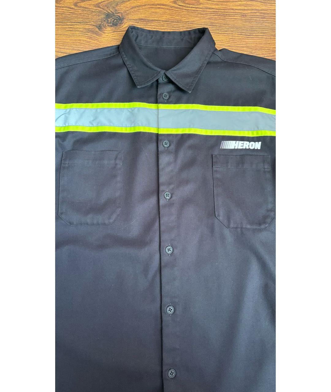 HERON PRESTON Черная хлопко-полиэстеровая кэжуал рубашка, фото 3