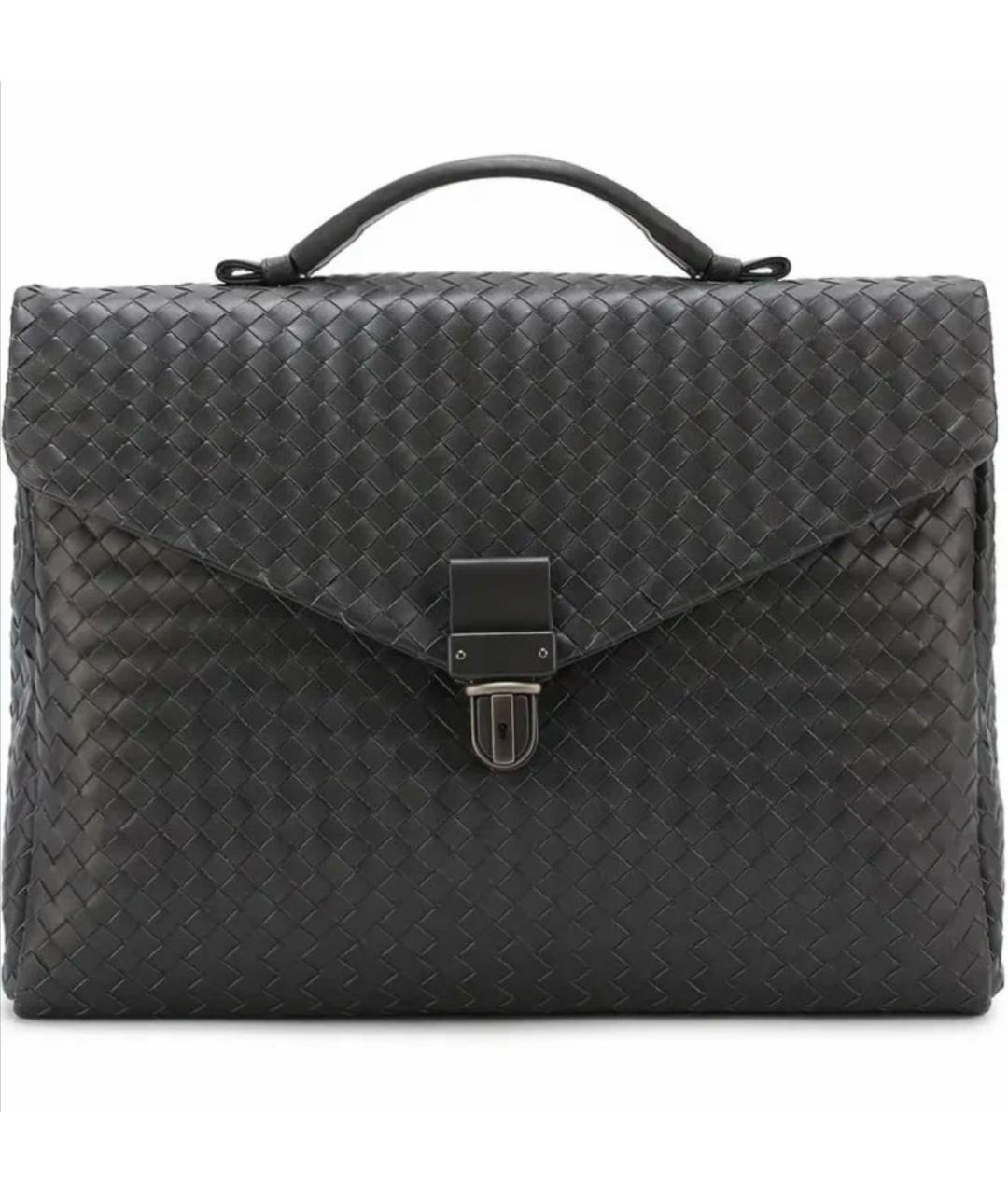 BOTTEGA VENETA Черный кожаный портфель, фото 9
