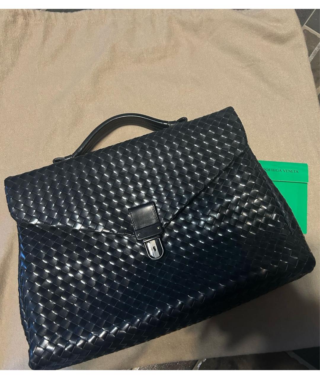 BOTTEGA VENETA Черный кожаный портфель, фото 2
