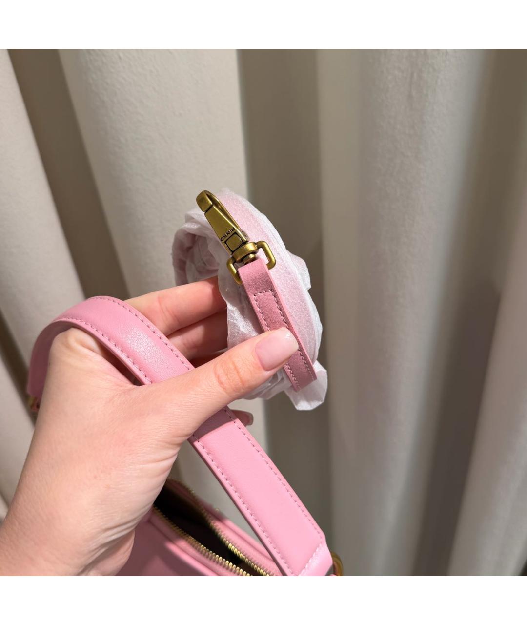 PINKO Розовая кожаная сумка через плечо, фото 5