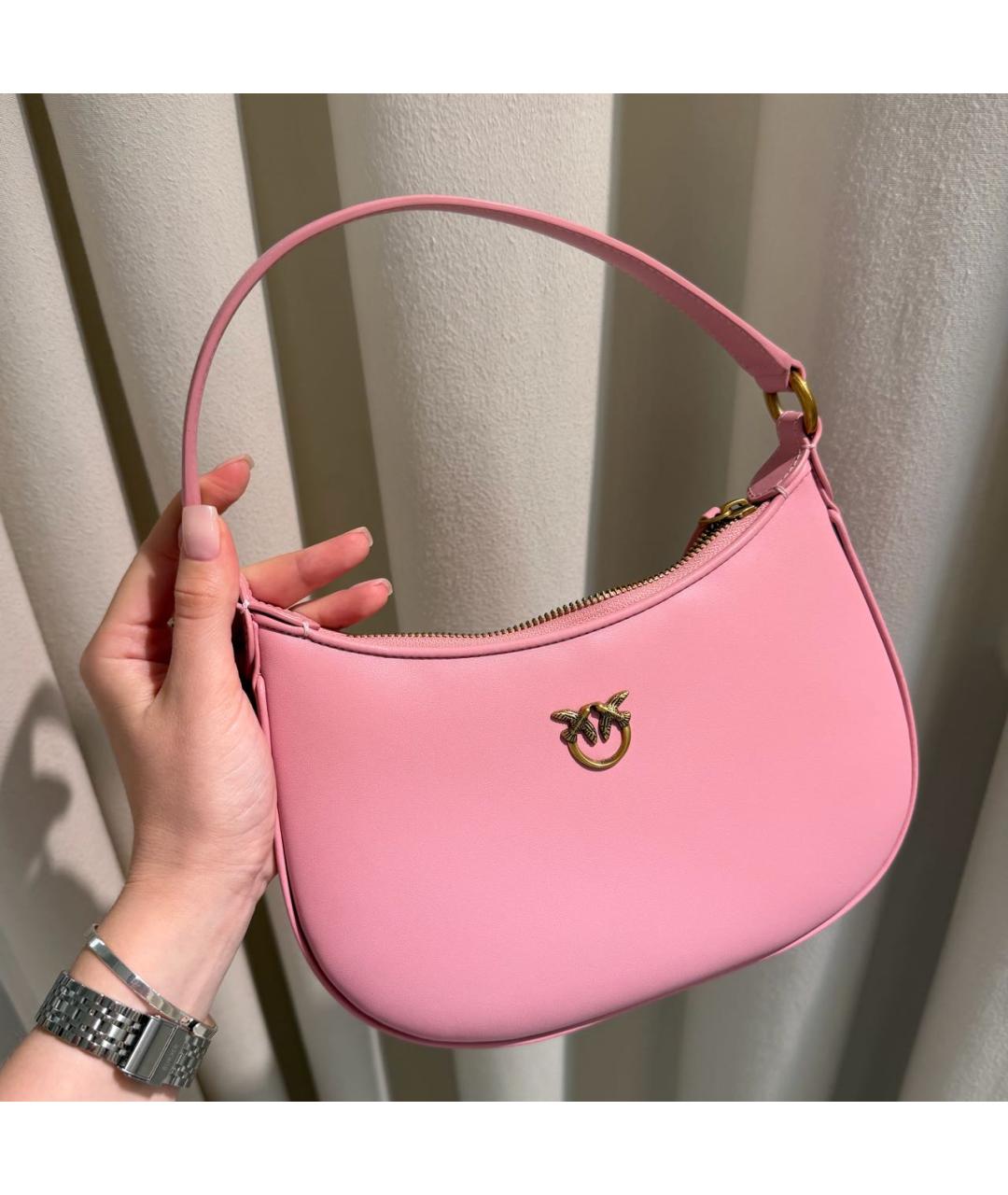 PINKO Розовая кожаная сумка через плечо, фото 2