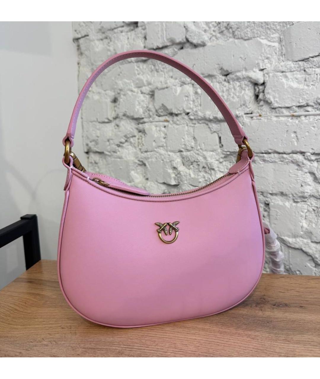 PINKO Розовая кожаная сумка через плечо, фото 7
