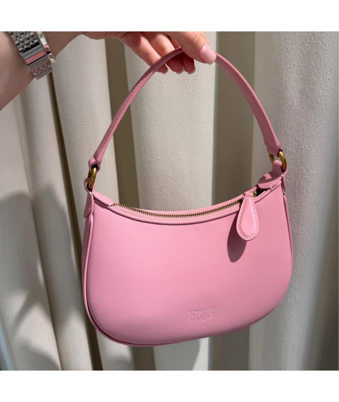 PINKO Розовая кожаная сумка через плечо, фото 3