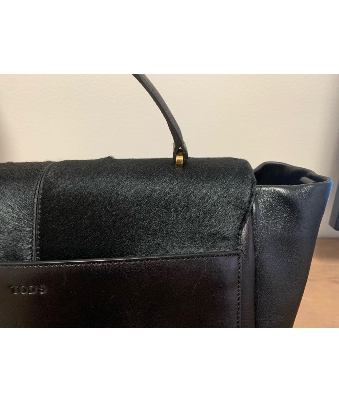 TOD'S Черная кожаная сумка с короткими ручками, фото 6