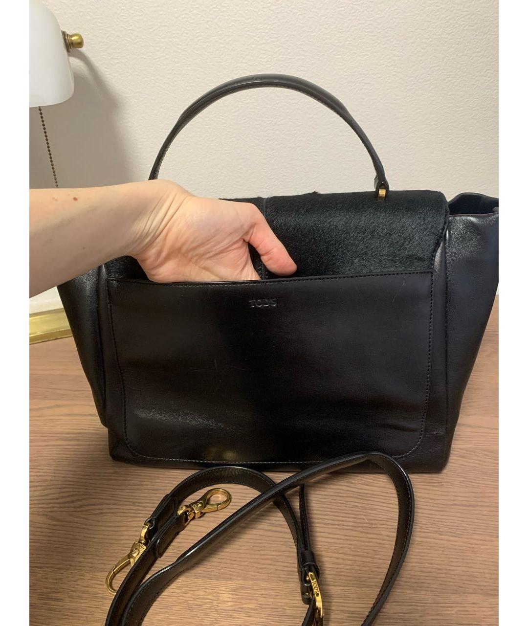 TOD'S Черная кожаная сумка с короткими ручками, фото 3