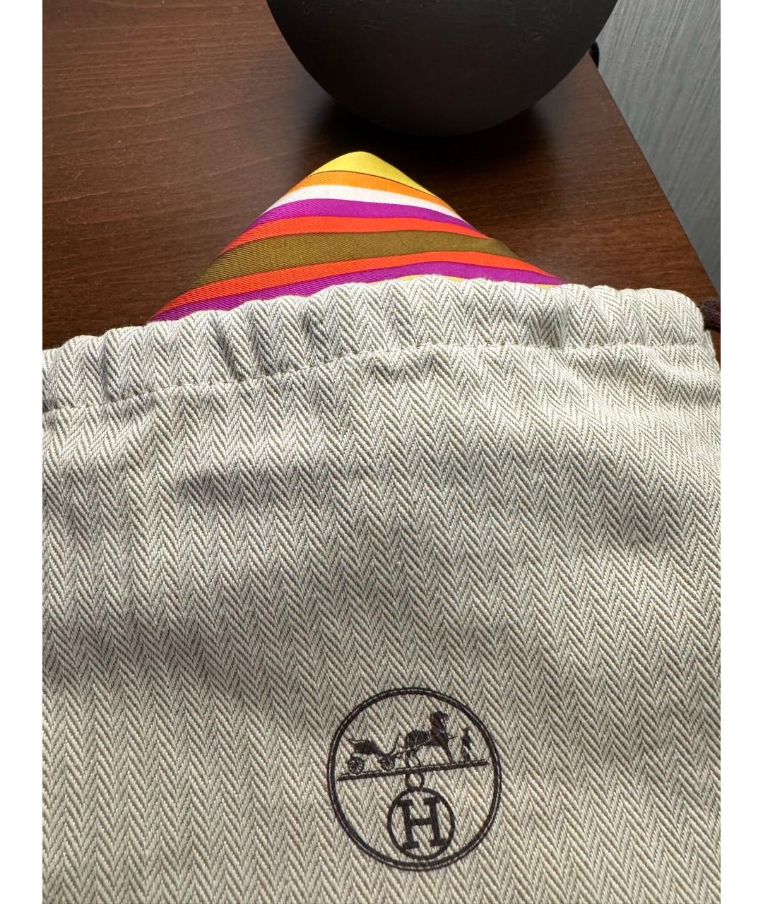 HERMES Желтый шелковый платок, фото 3