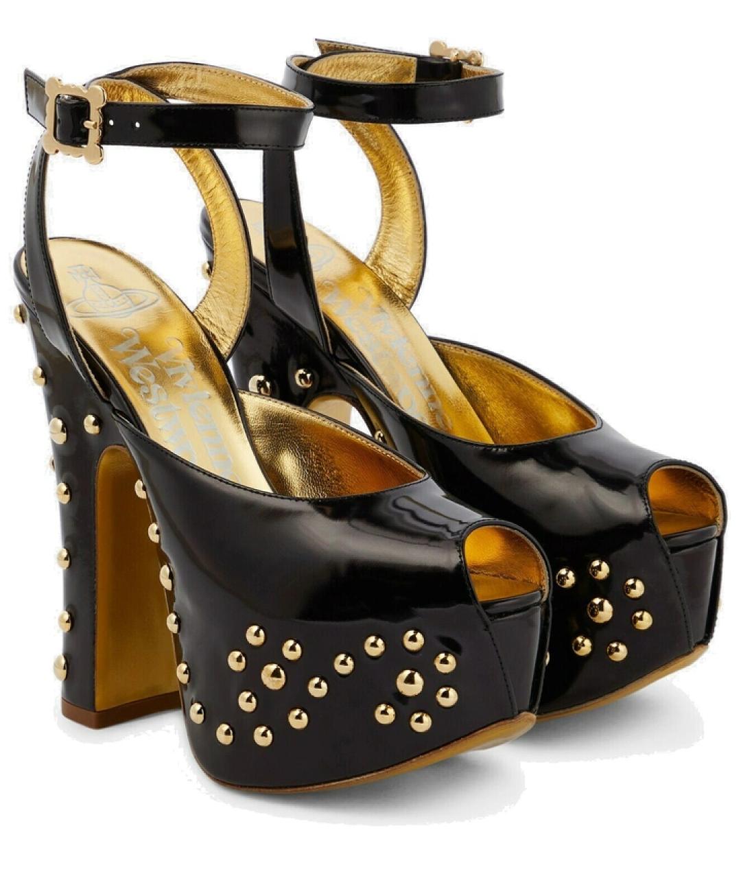 VIVIENNE WESTWOOD Черные босоножки из лакированной кожи, фото 5