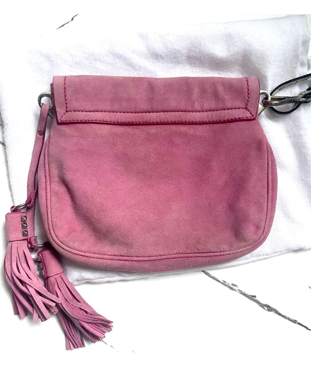 PRADA Розовая замшевая сумка с короткими ручками, фото 3