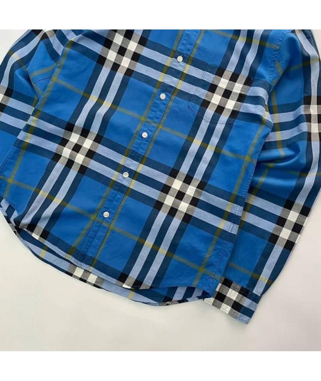 BURBERRY Синяя хлопковая кэжуал рубашка, фото 5