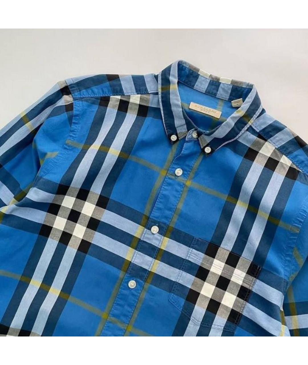 BURBERRY Синяя хлопковая кэжуал рубашка, фото 2