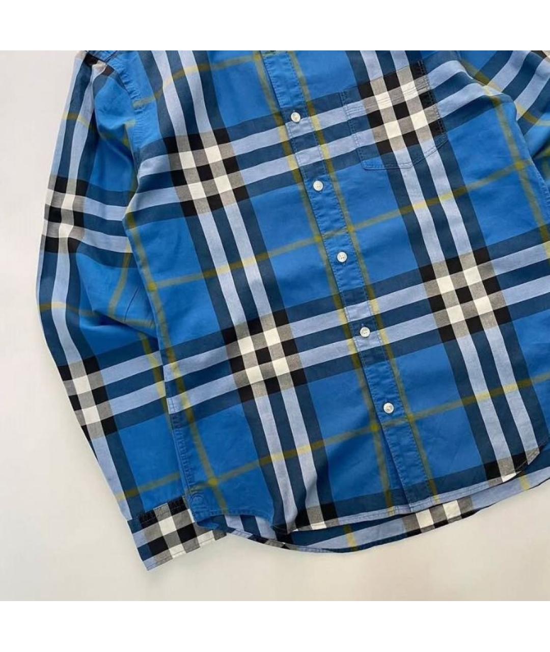 BURBERRY Синяя хлопковая кэжуал рубашка, фото 3