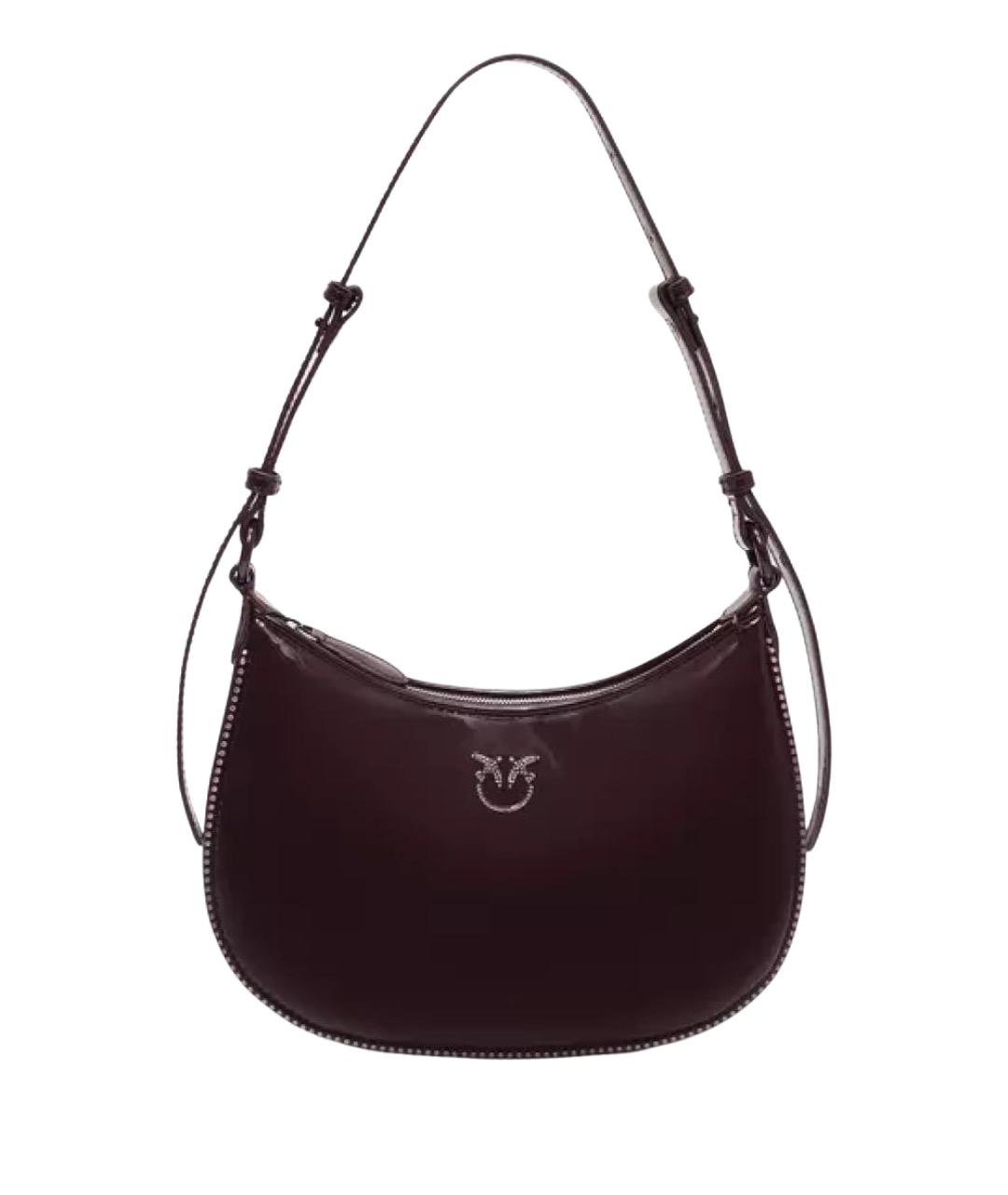 PINKO Бордовая сумка через плечо из лакированной кожи, фото 1