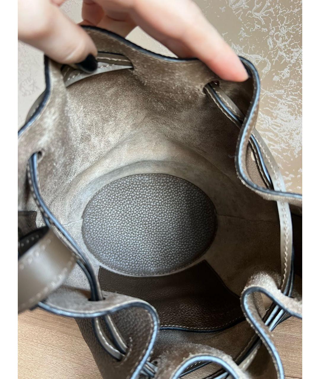 LOEWE Хаки кожаная сумка через плечо, фото 4