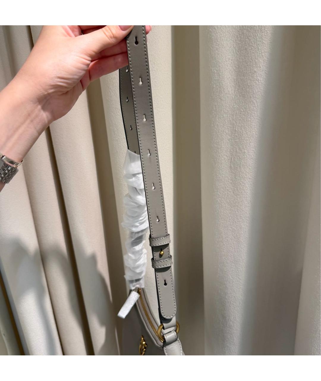 PINKO Антрацитовая кожаная сумка через плечо, фото 5