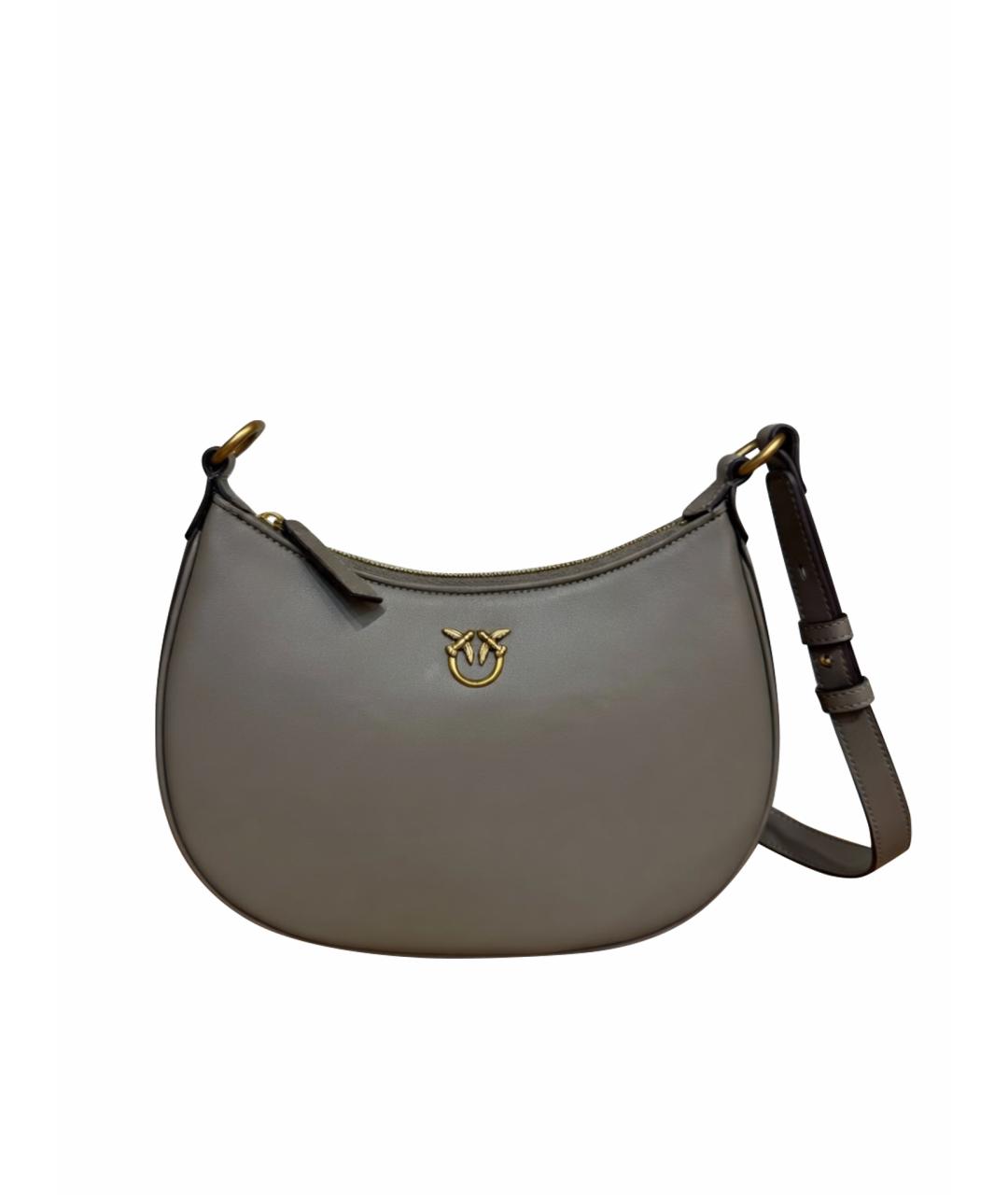 PINKO Антрацитовая кожаная сумка через плечо, фото 1