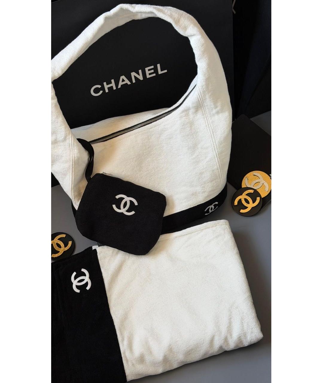 CHANEL Белая тканевая пляжная сумка, фото 2