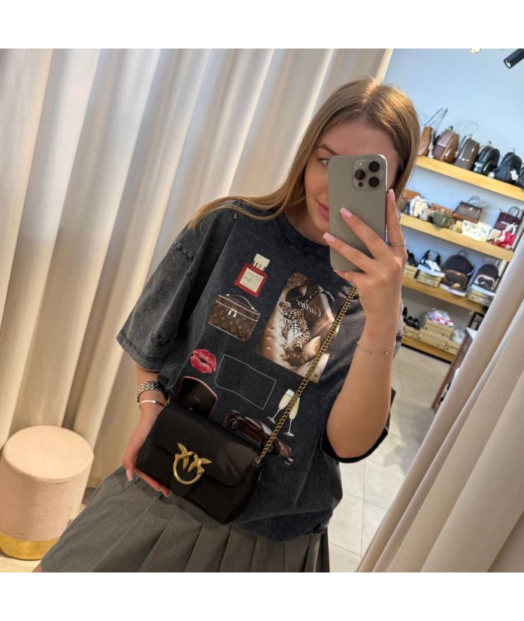 PINKO Черная сумка через плечо, фото 5