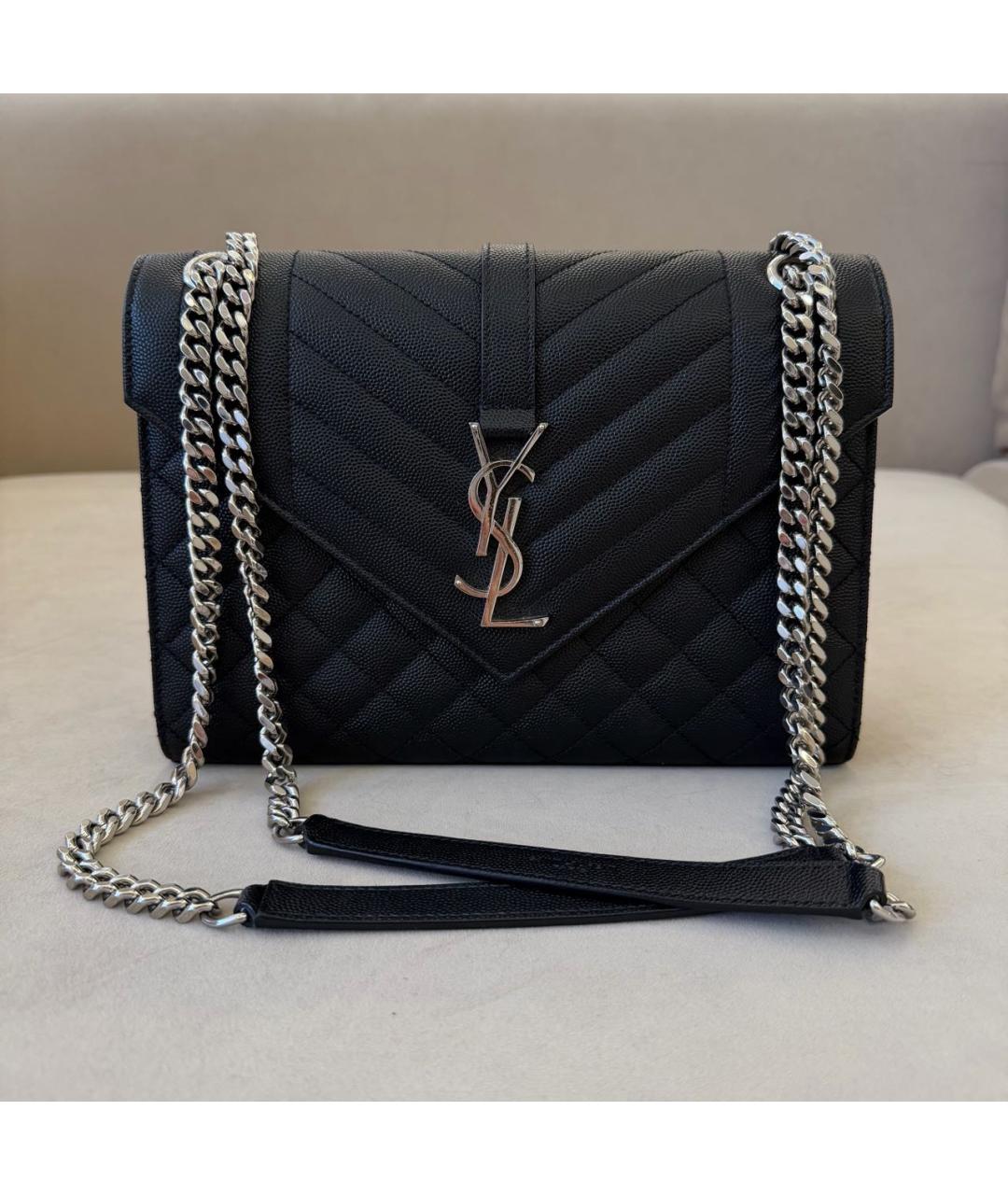 SAINT LAURENT Черная кожаная сумка через плечо, фото 8