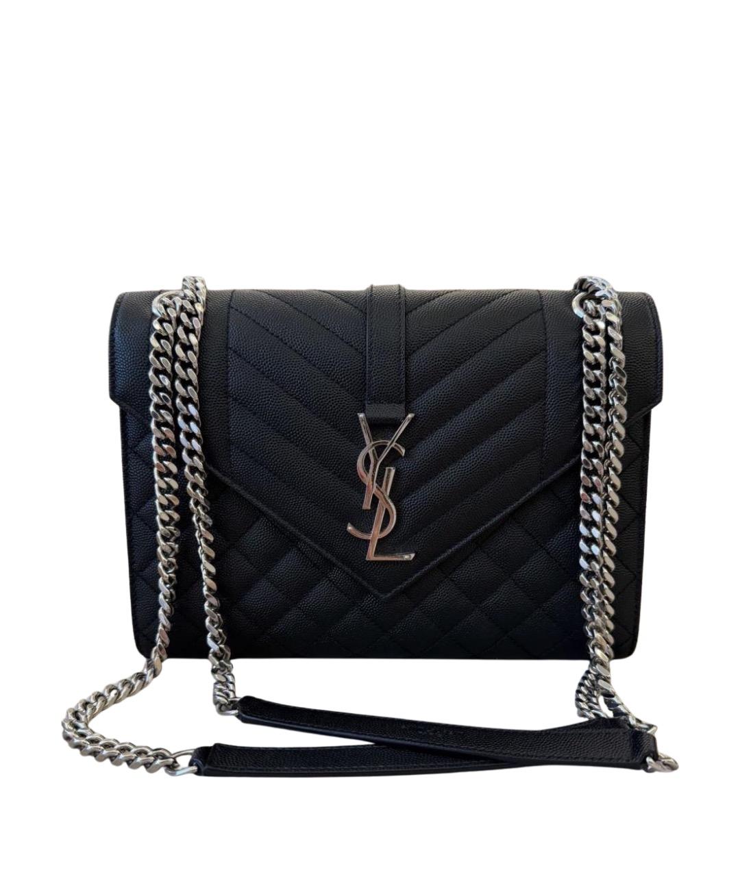 SAINT LAURENT Черная кожаная сумка через плечо, фото 1