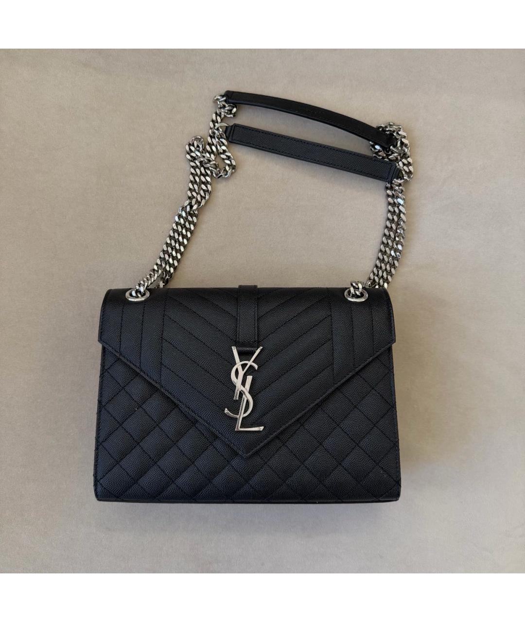 SAINT LAURENT Черная кожаная сумка через плечо, фото 6