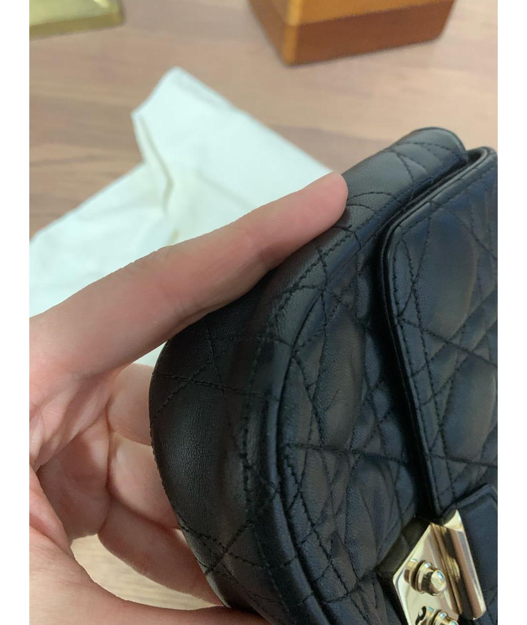 CHRISTIAN DIOR Черная кожаная сумка через плечо, фото 3