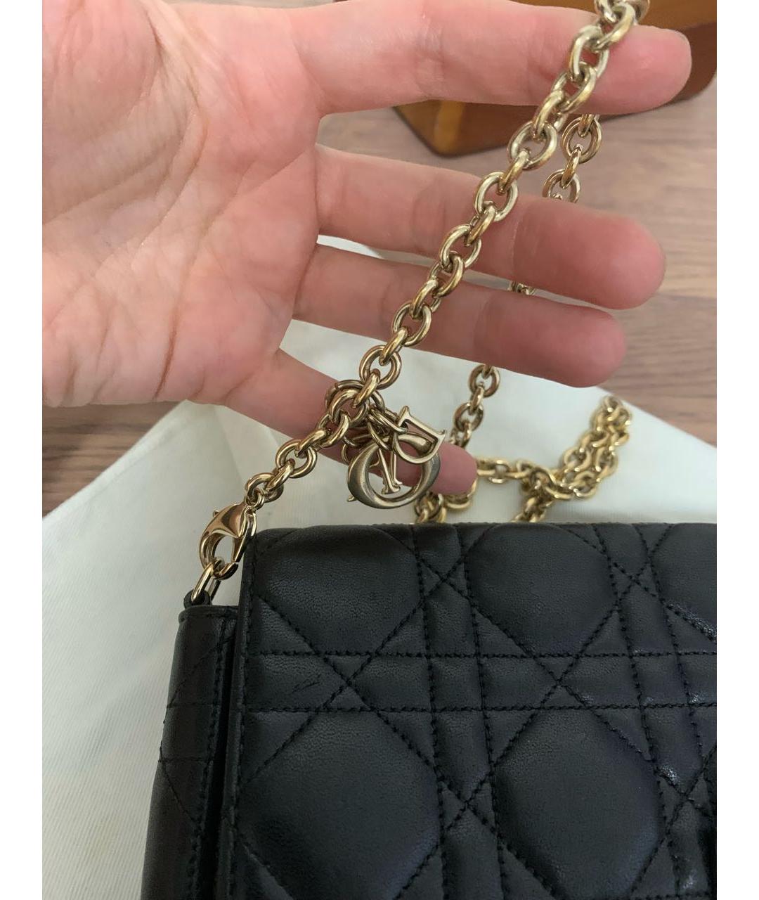 CHRISTIAN DIOR Черная кожаная сумка через плечо, фото 7