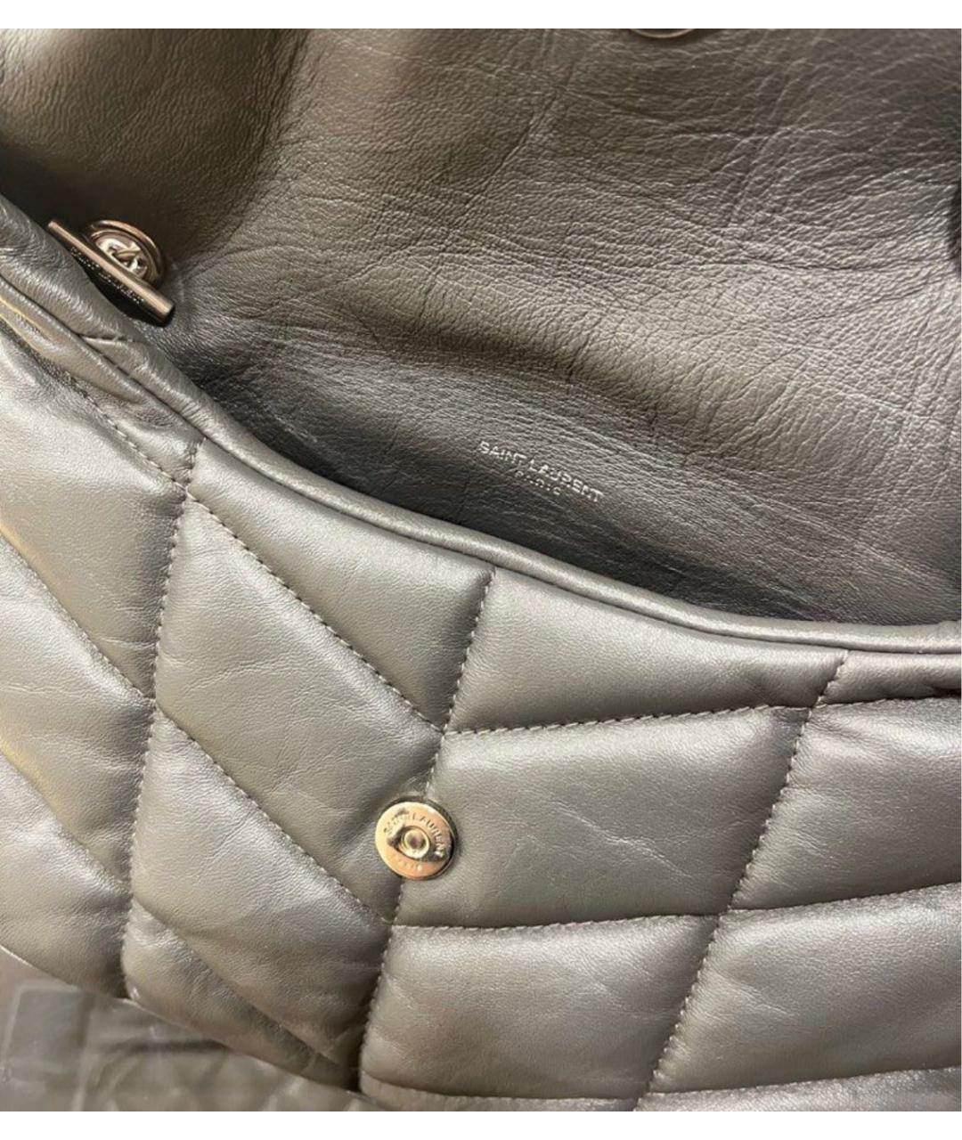 SAINT LAURENT Серая кожаная сумка через плечо, фото 4