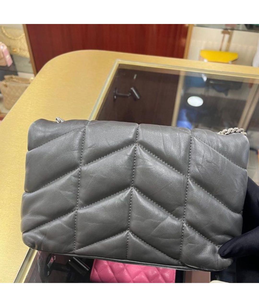 SAINT LAURENT Серая кожаная сумка через плечо, фото 3