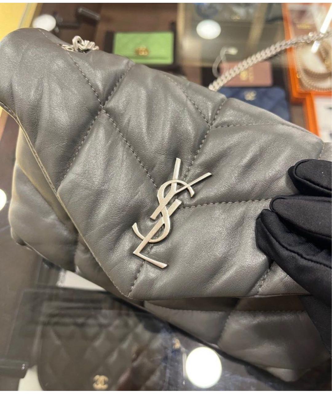 SAINT LAURENT Серая кожаная сумка через плечо, фото 2
