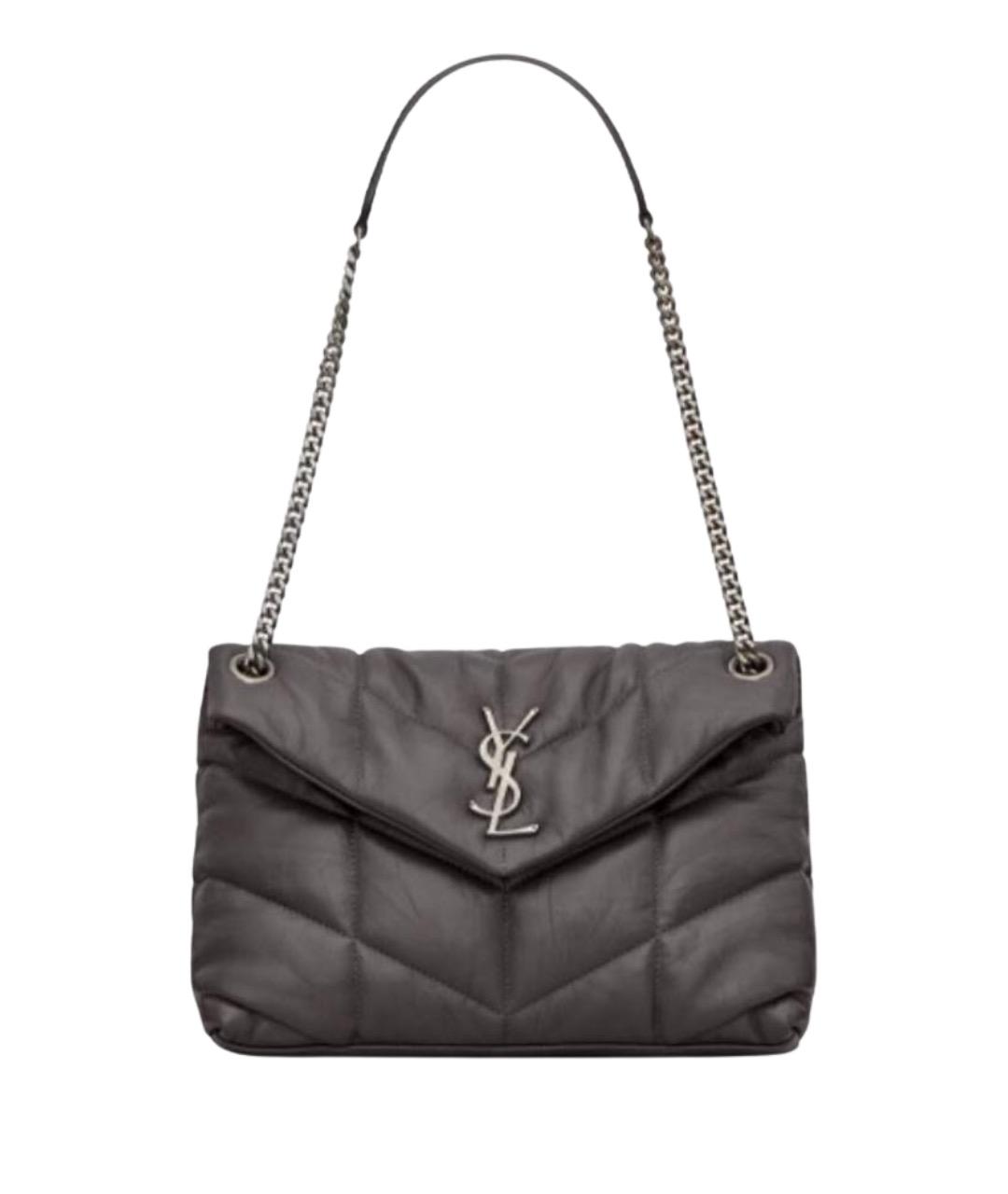 SAINT LAURENT Серая кожаная сумка через плечо, фото 1