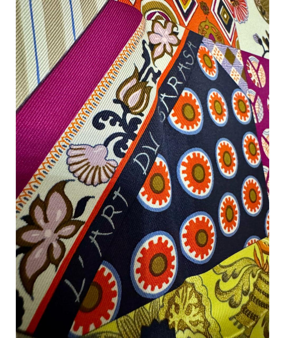 HERMES Мульти шелковый платок, фото 4