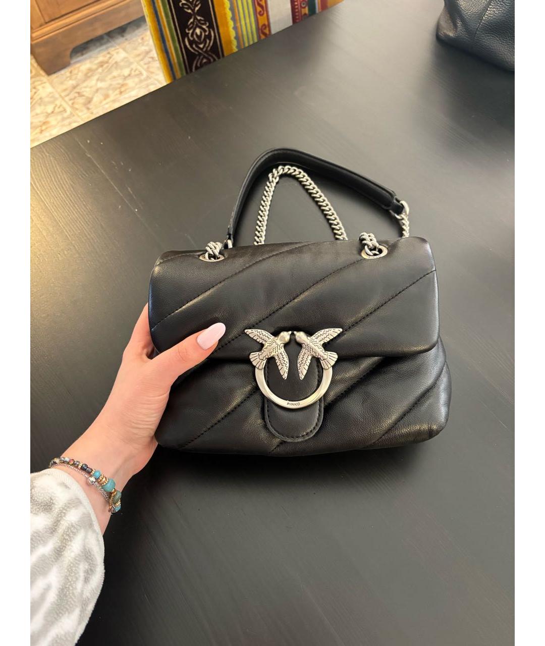 PINKO Черная кожаная сумка через плечо, фото 2