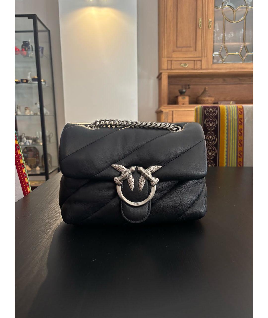 PINKO Черная кожаная сумка через плечо, фото 8